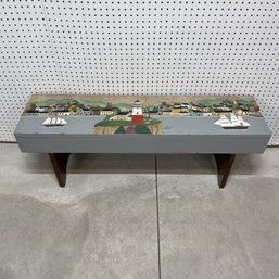 Contemporary Painted Pine Nautical Bench