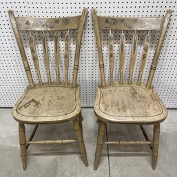 Pair Of Paint-Decorated Windsor Side Chairs