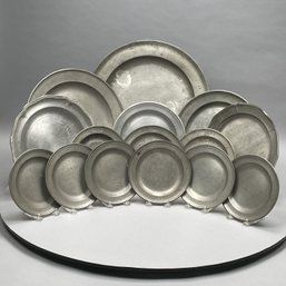 Group Of English & American Pewter Chargers & Dishes