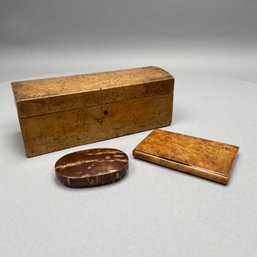 Three English Or Continental Wood Boxes