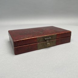 Chinese Lacquered Red Leather Hinged Box