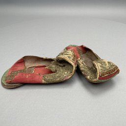 Pair Of Southeast Asian Beadwork Fabric Slippers