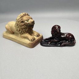 Two Stoneware Figures Of Lions
