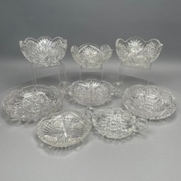 Eight American Brilliant Cut Glass Bowls & Dishes