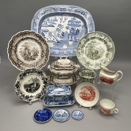 Large Group Staffordshire Transfer-Printed Wares