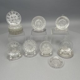 Large Group Of Colorless 'Heart' Pattern Cup Plates