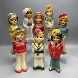 Eight Chalkware Lady Carnival Prize Figures