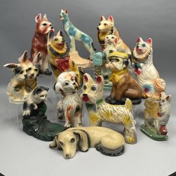 Thirteen Chalkware Dog & Cat Carnival Prizes