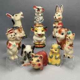 Eleven Chalkware Wide-Eyed Animal Carnival Prizes
