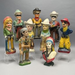 Nine Chalkware Figures Of The West Carnival Prizes