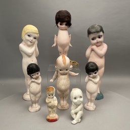 Seven Chalkware Kewpie Dolls And Bathing Beauty Carnival Prize Figures, And A Kewpie Doll Lamp