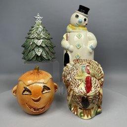 Four Holiday Cookie Jars, Ransbottom & Nelson McCoy
