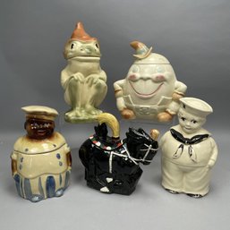 Five Ceramic Cookie Jars, Various Makers