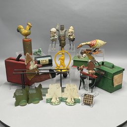 Group Of Children's Chalkware, Tin & Wood Toys