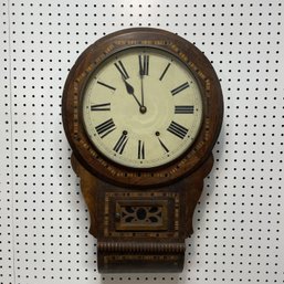 American Inlaid Walnut Wall Clock, Henry C. Smith