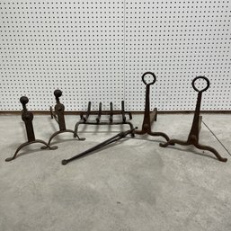 Two Pairs Of Diminutive Wrought-Iron Andirons