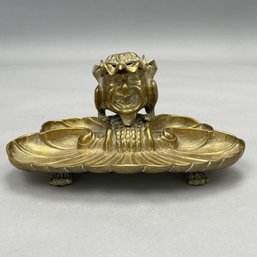 English Gilt-Brass Figural Ink Stand Or Standish
