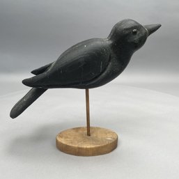 Carved And Painted Crow Decoy With Glass Eyes