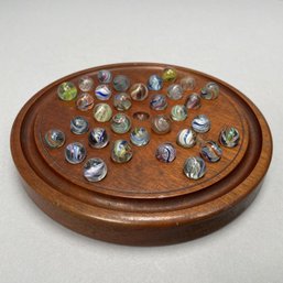 Marble Solitaire Game, Mahogany Board 32 Marbles