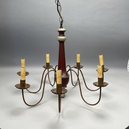Early American Style Wood & Metal 7-Light Chandelier