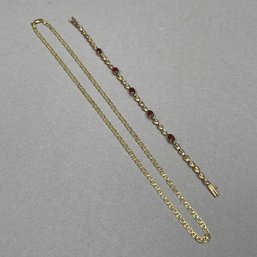 10k Yellow Gold Necklace And A Bracelet