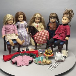 Five American Girl Dolls, A Pony And Accessories