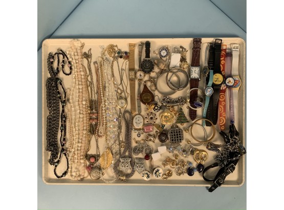 Lot Of Assorted Costume Jewelry & Wristwatches
