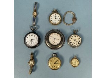 Sterling Cased Desk Watch Retailed By Shreve & Co.  Together With Other Wrist And Pocket Watches