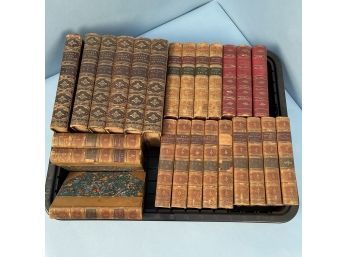 Lot Of Three Trays Of Books Including 'romans Under The Empire', 'les Miserable', Etc...