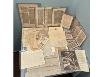 Lot Of Political Ads, Early Book Pages, Documents And Other Ephemera