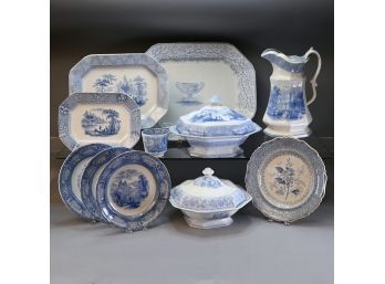 Assorted Blue & White Staffordshire Tablewares
