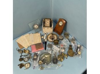 Lot Of Clock And Watch Parts And Conceptual Drawings
