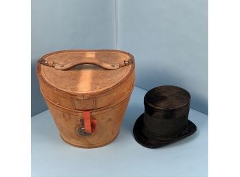 Beaver Top Hat And Leather Hat Box