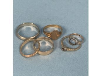 Lot Of Six Gold Rings And Bands
