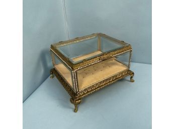 Gilt Metal Mounted Table Top Vitrine With Bevelled Glass