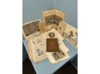 Lot Of 18/19th C Engravings And A Leather Bound Book Of Engravings