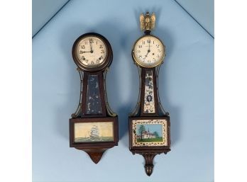 Two Dimunitive Banjo Clocks