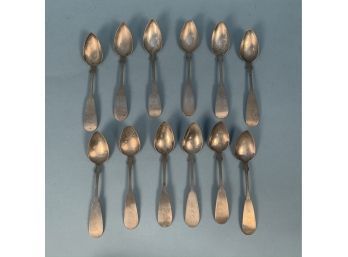 Set Of 12 Beasom & Reed, Nashua, New Hampshire Coin Silver Spoons
