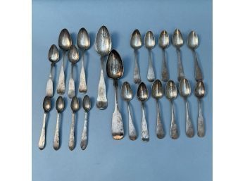 Lot Of 21 Assorted Coin Silver Spoons, Including Four John Adams, Jr., Alexandria, Virginia Spoons