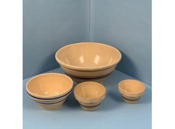 4 Yellowware Mixing Bowls