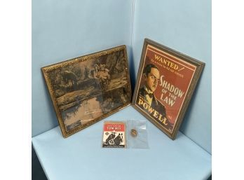 Tom Mix Lobby Card And Badge Premium And A Shadow Of The Law Lobby Card