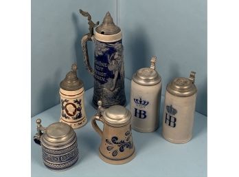Lot Of 6 Assorted Steins
