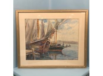 Elmer L. Ham (American 1874-1978) Harbor View Watercolor