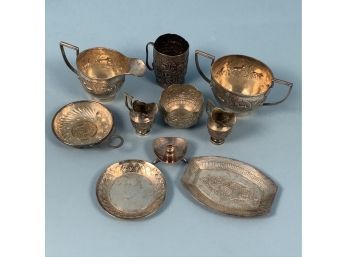 Group Of Repousse Silver And Silver-plated Table Objects