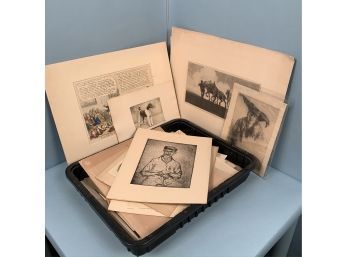 Large Lot Of 19/20th Century Etchings & Assorted Prints