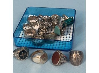 Lot Of 18 Assorted Sterling Silver Lady's & Gent's Rings