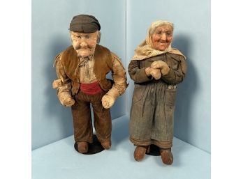 Pair Of Cloth Dolls Depicting A Dutch Couple