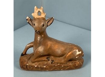 Polychrome Paint Decorated Chalkware Figure Of A Deer