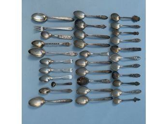 Lot Of Sterling And Other Continental Silver (.830) Flatware.