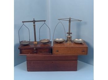 Two Brass Balance Scales And A Lap Desk